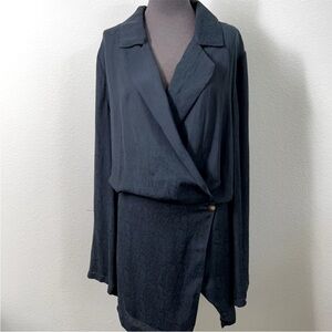 NWT Free People Simone Dress Women Large Blue Snakeskin Print Wrap Mini